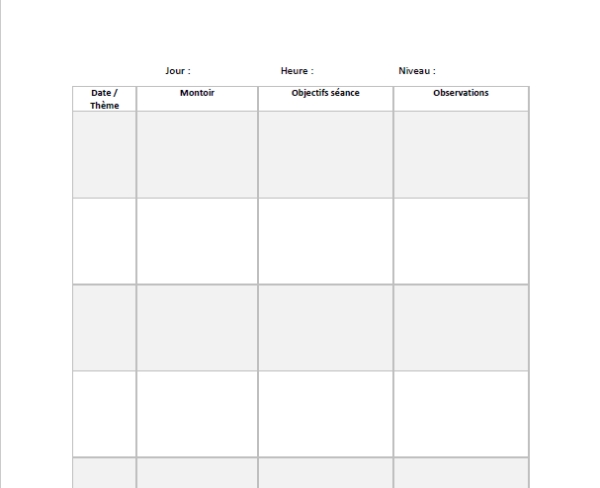 suivi des reprises d'équitation